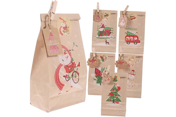 KOMBIUDA 1 Set Semesterfest Gynnar Tomma Adventspåsar Jul Adventskalenderpåse Semester Goodiebag Julnedräkningspåsar Hängande Adventsväskor Adventskalenderväskor Presentpappersvit