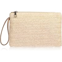 Stroh Clutch Wristlet Für Frauen – Kleine Umhängetasche/Armbandtasche In Beige (ca. 18x11,5 Cm)
