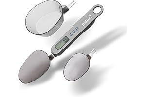 Pulox Bilancia da cucchiaio PLW-200 con tre cucchiai da 25 ml, 45 ml e 180 ml da 0,1 g, portata fino a 500 g, bilancia da cucina digitale, bilancia fine