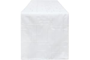 LLCUTESHOP Runner da Tavola Europeo Bianco 32 x 275 cm, Ricamo Fatto a Mano Ispessito Doppio Strato Rettangolare lino Cotone Runner Tavola, Lavabile di Alta Qualità per la Decorazione