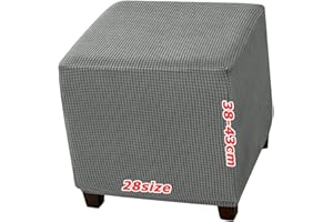 ILIEMAO Fundas Otomanas Funda de Reposapiés Footstool Covers, Terciopelo de Jacquard Elástico, Fondo Elástico Lavable, Personalizable, Protector para Puff Reposapiés Cuadradas(1990,40 x 40 cm 16 x 16 inch)