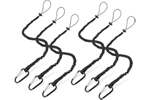 LGUAQUANX 6 Piezas Cordón de Seguridad para Herramientas, Protección contra Caídas para Herramientas, Cordon de Seguridad de Trabajo en Altura, Retractil Correa Herramientas con Mosqueton, Elástico Cordón
