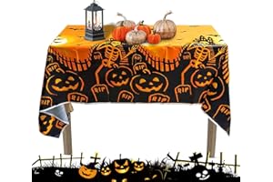 JOKILY Tovaglia Feste Halloween, decorazione per feste di Halloween, Decorazione per Halloween, Impermeabile Tovaglia Rettangolare, Colore nero e Arancione Tovaglia Rettangolare(122 * 244CM)