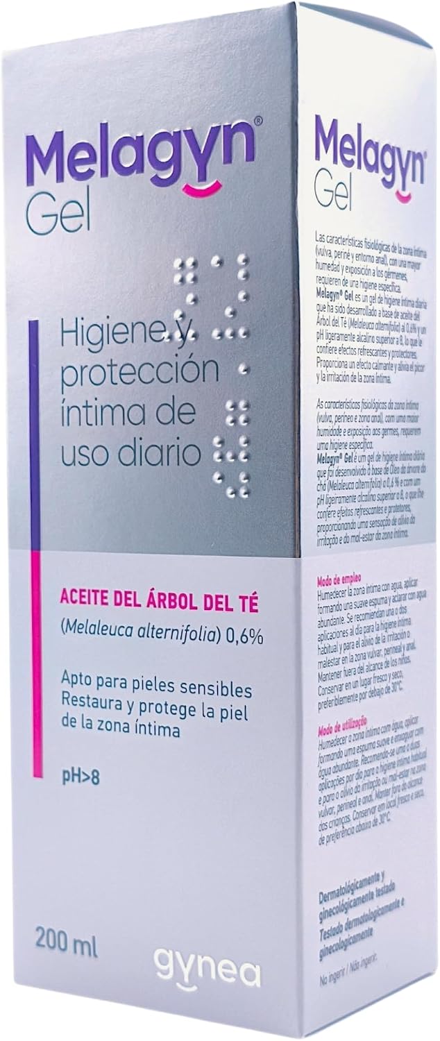 Gynea Melagyn Gel Íntimo Calmante 200ml - Con Aceite de Árbol de Té - Para la Higiene y Protección Íntima Diaria