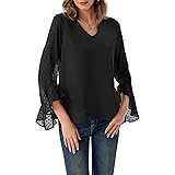 GRACE KARIN Camicia Donna a Manica Trasparente Top Casual in Chiffon Scollo a V Manicotto Split