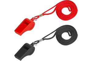 SAVITA 2szt Gwizdki Sportowe, Glosny Dzwiek ABS Plastikowy Gwizdek ze Smycza Podczas Treningu Przetrwania Naglych Wypadków Sportu dla Sedziego Trenera Nauczyciela Szkolenia Psów (Czarny, Czerwony)