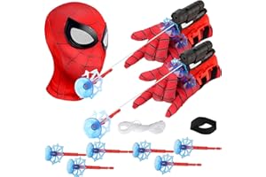 DFADKYWU Launcher Handschuh, 2 Set Launcher Handschuh, Spid-er Spielzeug ab 3-10 Jahre Junge, SPI d-er Netzwerfer Handschuhe mit Maske, Kinder Geschenk Junge, Ostergeschenke Kinder Outdoor Spielzeug