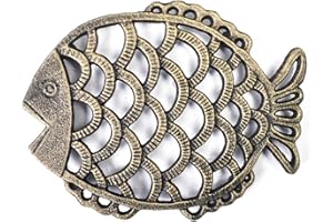 fllyingu Salvamanteles De Hierro Fundido Precioso Búho Pez Salvamanteles De Metal Salvamanteles Decorativo para Sartenes Calientes Ollas Platos, Almohadilla Aislante, Almohadilla Resistente Al Calor