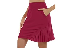 MoFiz Jupe Tennis Femme Élégant Taille Elastique Jupe Solide été Jupes avec Poche Skort