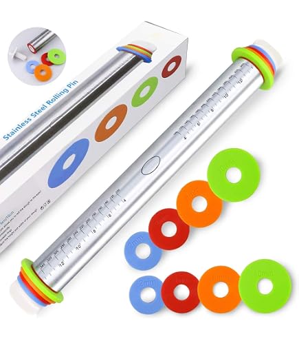 thumbnail image 2 of Rolling Pin Guide Ring Spacer Bands  8 Piece Set  Multicolored Flexible Silicone Slip On Baking Accessories Fit 1 3 4 To 2 Wide Dough Rollers 2 of 9