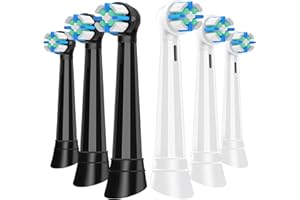 KISSTTA iO Brush Heads Compatible with Oral B iO Toothbrush Head, for Oral B iO 2 3 4 5 6 7 8 9 10 Series Electric Toothbrushes, Powerful Cleaning, Genuine Quality, 3 Black+3 White