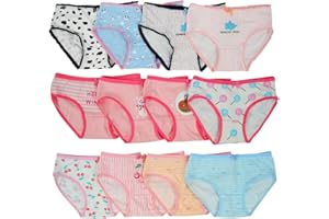 Kidear Serie di Bambini Ragazze mutandine12 Pezzi Bambini Mutandine Bambino in Cotone Morbido Slip Biancheria Intima età 2-10 Anni