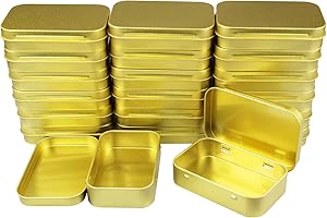 GOODMA 20 Stück rechteckige Metalldosen Leere Scharnierdosen Behälter Basic Notwendigkeiten Home Storage Organizer Mini Box Set 95 x 62 x 20 mm Golden