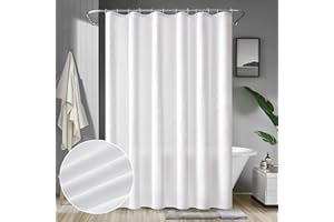 MIULEE Cortina de Ducha 180 x 200 cm Cortinas de Baño de Poliéster Tela Impermeable Antimoho Secado Rápido Lavable Cortina Baño Blanco con 12 Ganchos