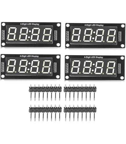 Produktbild von YOKIVE 5x LED Segmentanzeige 4-stellig, 7-Segment, Gemeinsame Anode, Rot – 0,55″ – Für DIY, Autos & Co.