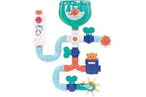 Ludi - Tuyaux d'eau XXL - Jeu De Construction Aquatique - Grand Circuit - Dès 18 Mois - pour Occuper Bébé Pendant Son Bain - Imagination Et Dextérité - 16 Pièces Interchangeables - Fixation Ventouse