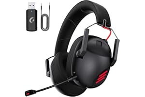 KAPEYDESI Gaming Headset Wireless, Gaming Kopfhörer für PS4/PS5/PC/Switch, PS5 Headset with Noise Cancelling Mikrofon, Low Latency 2.4 GHz Connection, Bluetooth 5.3, Lightweight, 50 Hours Battery Life - Schwarz