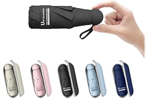 BAODINI Reise-Mini-Regenschirm für Geldbörse mit Etui – kleiner kompakter UV-Regenschirm, Sonnenschutz, leicht, kleiner Taschenschirm mit Etui für Damen und Mädchen