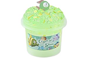 OKAYBEE Green Fishbowl Bead Slime, Good Stretchy and Non-Sticky Crunchy Slime, Slime Party Favors for Girls and Boys Ages 8-12, Slime Sensory Toys, Holiday Birthday Hallowmas Gift for Kids