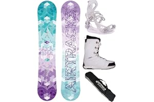 Airtracks Snowboard Set Tavola Akasha Zero Rocker Donna + Attacchi Master W + Scarponi + Sacca Nuovi 144 147 150 153 cm