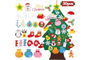 QIFU Albero Natale Feltro, Albero Di Natale Da Parete Pieghevole Muro In Feltro Per Bambini Con 30 Ornamenti Decorazioni Natale Di Regali Natale Montessori Bambini Addobbi Natale