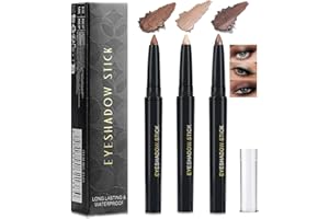 MIKLOVEN 3 Pack Brown Eyeshadow Stick Set – Creamy, Waterproof & Smudge-Proof Eye Crayon with Shimmer – Twist-Up Eyeliner Pencil for Mature Eyes, Long-Wear & Smooth Application