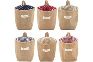 Lifreer - Cestas de almacenaje, de algodón y lino, plegables, pequeñas, cestas con mango, para juguetes, maquillaje, artículos pequeños