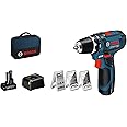 Bosch Professional 12V System GSR 12V-15 cordless drill driver (39-piece accessory set, 1 x 2.0 Ah rechargeable battery, 1 x 4.0 Ah rechargeable battery, charger, in bag)