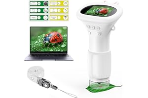 WINWEND Microscope for Kids - 1000X Handheld Mini Digital Microscope, 2'' Kids Magnifying Glass with Slides, Educational Science Toy for Boys Girls Over 3 Years Old Christmas Birthday Gifts