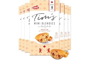 TIMS KANADISCHE BACKWAREN Tims Mini Blondies 7x 180 g I Mini Gebäck mit Karamell Vanille Geschmack I Einzeln verpackte, saftige Küchlein ohne Konservierungsstoffe I Traditionelle kanadische Backwaren Made in Germany