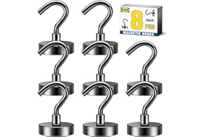 Grtard 8er-Pack schwarze Magnethaken, strapazierfähig, Neodym-Magnethaken für Kreuzfahrten, starke Magnethake zum Aufhängen, Magnete mit Haken für Zuhause, Küche, Arbeitsplatz, Büro