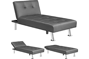 ‎YAHEETECH Yaheetech Couch Schlafsofa Klappbett Bettsofa Klappsofa Gästebett Rückenlehne neigbar 105°/140°/180°, 166,5 x 76,5 x 40 cm, 280 KG belastbar, grau