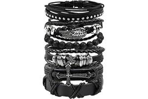 JJDreams 6 sztuk punkowa skórzana bransoletka męska bransoletka wikingów czarna skórzana bransoletka gotycka rockowa zestaw