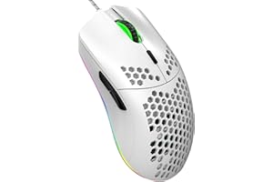 HOOPOND Wired Gaming Mouse, J900 6 RGB Lighting 6400 DPI Programmable USB Gaming Mice with 6 buttons, Honeycomb Shell Ergonomic Design for PC Gamers and Xbox and PS4 Users- White