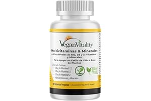VEGAN VITALITY Multivitaminas y minerales veganos con vitamina B12, D3 y K2 de alta resistencia. 180 tabletas multivitamínicas - 6 meses de suministro. Diseñado para veganos y vegetarianos