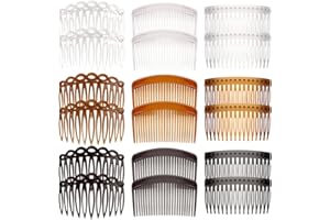 18 Pieces French Side Combs, BOJVESH Plastic Side Hair Twist Decorative Comb with Teeth, Hair Combs Slides Hair Clips Accessories for Women Bridal Wedding Veil Girls Thick and Fine Hair