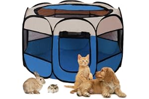 Welpenlaufstall 74x74x43cm, Faltbar Hundelaufstall für Wohnung, BRIMOREA Katzengehege, Kaninchengehege innen，für Laufstall Hund, Katzen, Hasen und Kleintiere sowohl drinnen als auch draußen(Blau)