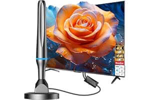 DGUPSP TV Aerial Indoor, Freeview Indoor TV Aerial with 560+ Miles Range+Signal Booster, 360° Reception & Magnetic Base, Support VHF/UHF/DAB Radio for All TVs - Blue