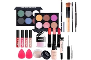 BRILLIANTDAY 20 piezas Kits de Maquillaje, Set de Cosméticos Todo en Uno, Set de Regalo de Maquillaje Kit de Inicio Completo con Sombras de Ojos, lápiz Labial, Kit de Cosméticos para Niñas Mujeres