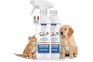 CLOSTER STOPPEE Elimina Odori e Scioglie Urina Feci di Cani Gatti - Igienizzante Spray Pulizia Lettiera Divani Sedile Auto - Antiodore Enzimatico Profumo di Mela Verde 500 ML + 500 ML