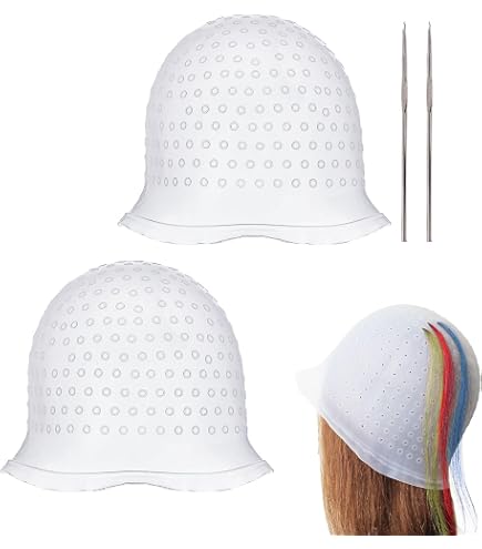 Cuffia Per Meches E Tintura Vinciann 2 In 1 | Silicone Riutilizzabile Con Uncino | Bianco