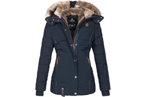MARIKOO warme Damen Winter Jacke Winterjacke Steppjacke gefüttert Kunstfell B658