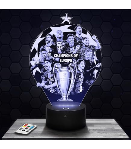 Lampe 3D Officielle FC Barcelone - Ballon LED 7 Couleurs, Diamètre 21 Cm