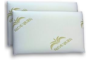 cuscini fiber - 2 Cuscini Memory Foam 13cm, Cuscini Letto Matrimoniale Ortopedici con Fodera in Aloe Vera Sicura per la Pelle, Guanciale Letto Made in Italy, Cuscino Antiacaro Anallergico