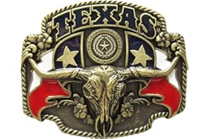 JEAN'S FRIEND New Vintage Bronze Plated Longhorn State Flags Western Belt Buckle Fibbia per cintura