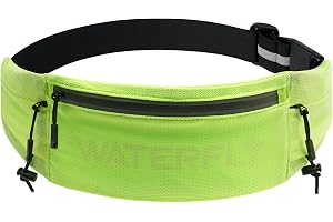 Waterfly löparbä med maraton nummer klämma löpare midja telefonhållare | 3 blixtlåsfickor, 40 g ultralätt, andningsbart smal, nyckelklämma, passar midja 76-99 cm, passar 17,8 cm telefon, stöldskydd
