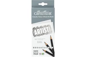 CRETACOLOR Artist Studio, matite da disegno, 12 gradazioni in grafite, 12 matite in scatola di cartone