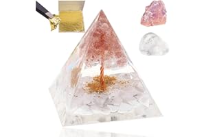 Halukakah Pyramiden Kristalle und Steine Rosenquarz & Weißer Türkis Feng Shui Orgonit Chakra Authentischer Edelstein Reiki 5cm Ornament