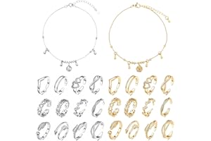 HTTDSLF 24 Stück Zehenringe für Frauen, Offene Zehenringe Set für Damen Mädchenm, Verstellbare Bandringe, Zehenringes Set Sommer Strand Fußschmuck