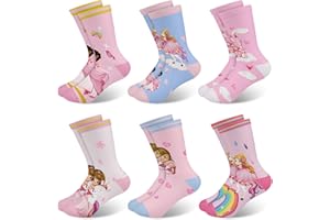 Queenshin 6 Paires Chaussettes Enfants Filles Confortables et Douces de 2 à 11 Ans